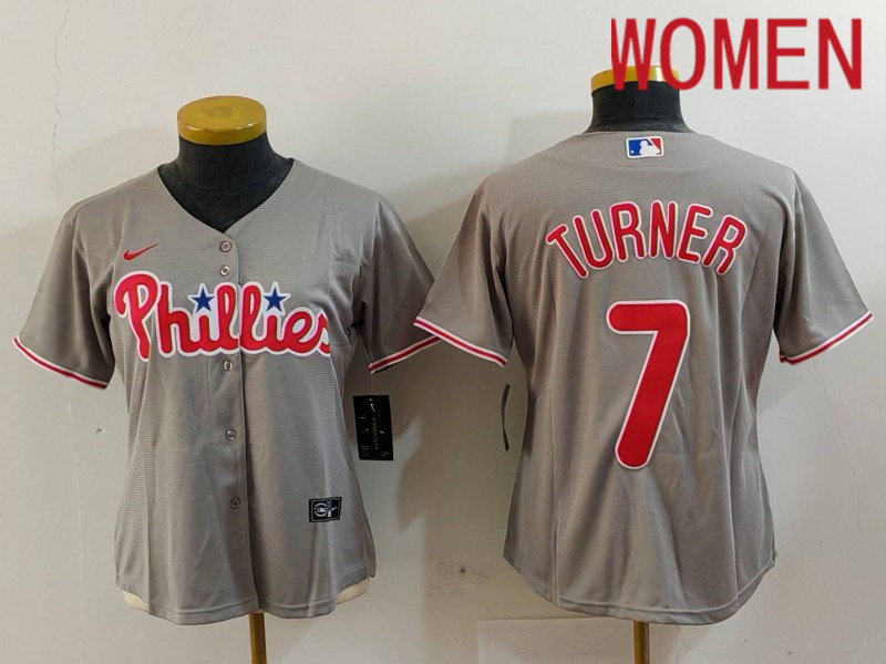Women Philadelphia Phillies #7 Turner Grey Game Nike 2024 MLB Jersey style 9122